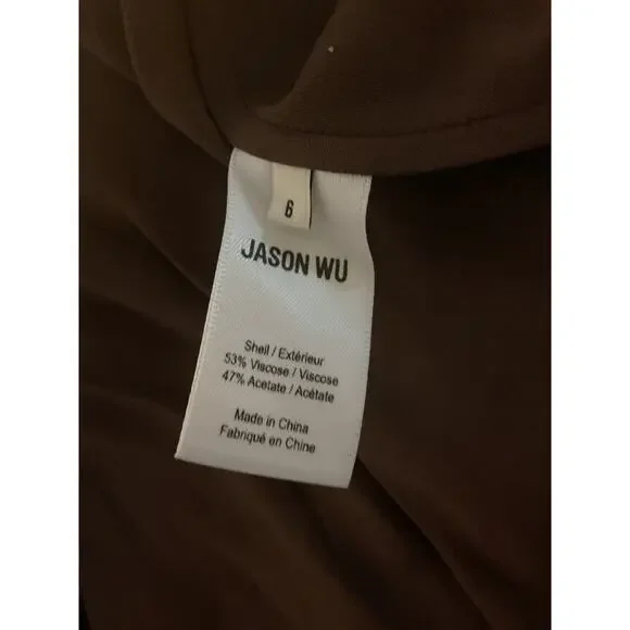 Jason Wu Elegant Brown Mixed Media Cape Dress Size 6 NWT